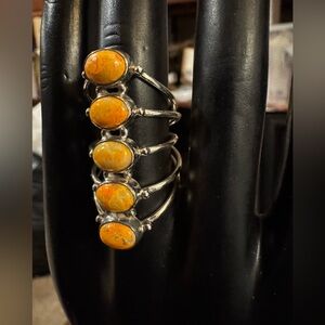 Sterling Silver 925 Multiple Bumblebee Jasper Long Big Stone Ring New